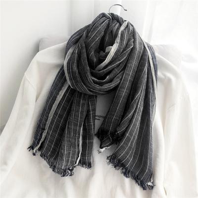 China Long Four Seasons Canvas Tassels Cotton And Canvas Scarf For Men's Canvas Scarf For Men for sale