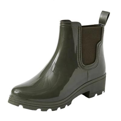 China CUSHIONING leather like shiny boots women shoes rain cheap lady rain boots ladies fashion rubber rain boots for sale