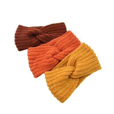 China Hot Unisex Wholesale Fashion Hair Band Winter Acrylic Knotted Ribbed Knitted Warm Headband for sale