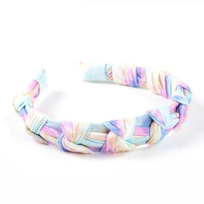 China Female Tie Dye Fancy Tie Dye Embellished Small Bowknot Headbands Hair Accessories Women Headband for sale