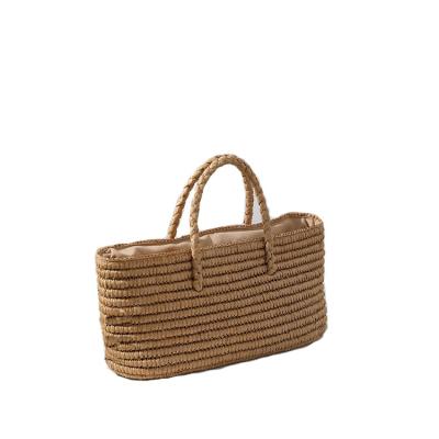 China Handmade Crochet Summer Women Crochet Basket Beach Bag Handbag for sale