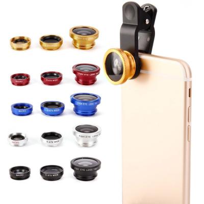 China Smartphone & cheap universal 3in1 mobile phone tablet pc 0.67x lens +macro+fish wide angle wide angle lens for mobile for sale