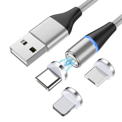 China High Quality Mobile Phone Rotate Cable Micro USB Magnetic Charging Type Fast Charging Mobile Phone 3 C In 1 Magnetic Charger Cable for sale