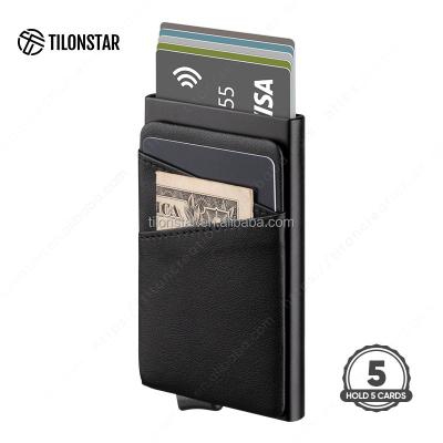 China outdoor map & Credit Card Holder Top Leather Stand Holder Credit Card Money Pocket Grade Rfid Aluminum Card Holder for sale