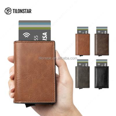 China Anti Theft Wallet Noise Credit Card Holder Rfid Leather Automatic Wallet Blocking Pocket Wallet for sale