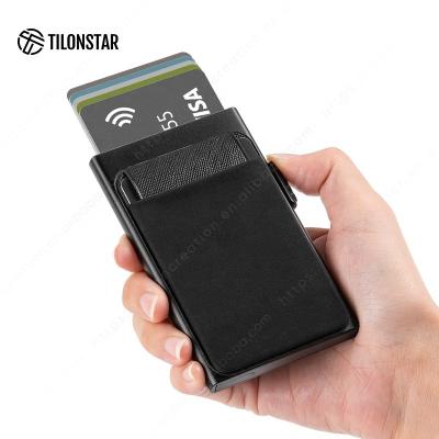 China outdoor map & Item Pocket Customized Leather Card Holder Money Rfid Blocking Aluminum Wallet ID Card Holder for sale