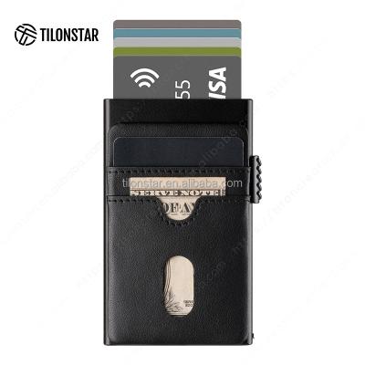 China outdoor map & Money Pocket 2022 New Design Rfid Blocking Aluminum Credit Card Holder Leather Rfid Wallet for sale