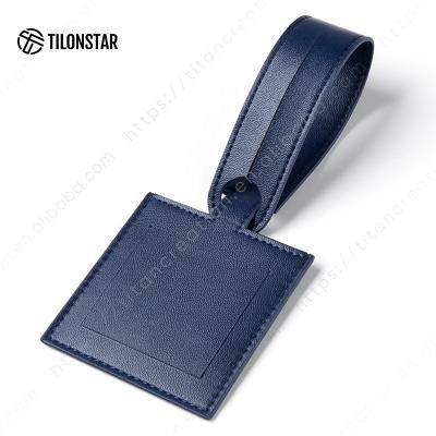 China Minimalist Custom Genuine Leather Baggage Tag Logo Baggage Tag Luggage Tags For Travel for sale