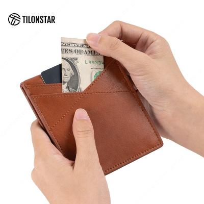 China Fashionable Luxury RFID Purse Genuine Mini Rfid Blocking Wallet Genuine Leather Small Wallets Men for sale