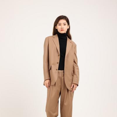 China Anti-Wrinkle Fashion Business Casual Cotton Single Breasted Formal Twill Suits OEM ODM 2 Piece Women Suits for sale