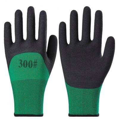 China Best Seller Breathable Thickening Construction Logo Custom 13 Gauge Nylon Cotton Latex Coated Gloves For Site Work for sale