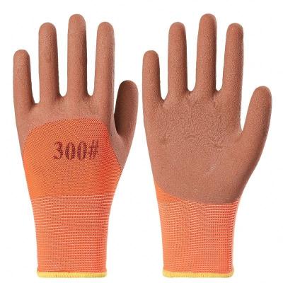 China Best Price Breathable Thickening Logo Custom 13 Gauge Nylon Cotton Latex Coated Work Gloves For Handling Protection for sale