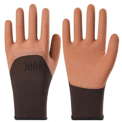 China Customize Foaming Construction Site Logo Custom 13 Gauge Nylon Cotton Latex Coated Work Gloves For Hand Protection for sale