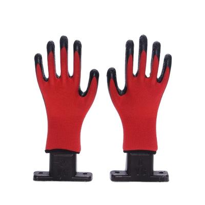 China Cheap Hanging Rubber Non-Slip Orange Nylon Latex Coated Slip Wear Resistant Gloves For Site Work for sale