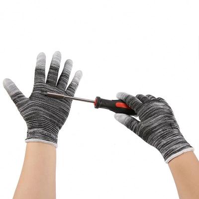 China Wholesale 13 Gauge Non-Slip Work Men Breathable Pu Finger Coated Gloves For Machine Building for sale