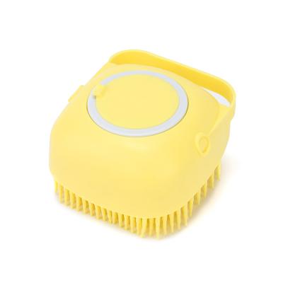 China Amazon Hot Selling Pet Bath Scrubber Dog Cat Shower Cleansing Rubber Brush Stocked Handheld Massage With Shampoo Gel Dispenser for sale