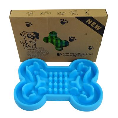 China Portable Dog Bone Shape Maker New Design Silicone Viable Slow Feeder Dog Bowl for sale