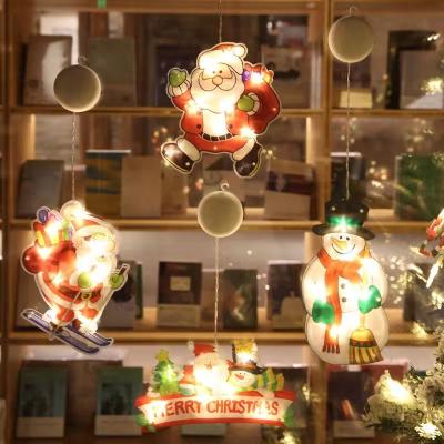 China Laser PVC Christmas Show Window Decoration Led Sucker Window Stickers Colorful Small Lights for sale