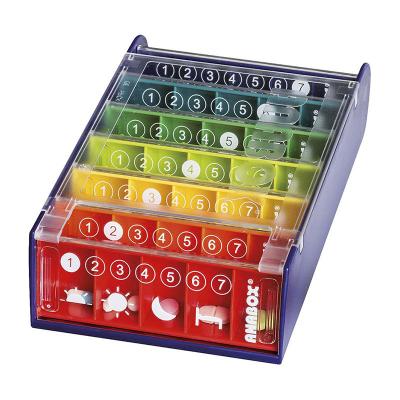 China Portable Pill Organizer Personalized Custom Plastic Seven Day Pill Box with 35 Grids YH-0055 for sale