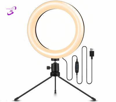 China Mini Mini Selfie 8inch Ring Light Makeup Fill Lights dimming table stand 3 colors led light for beauty for sale