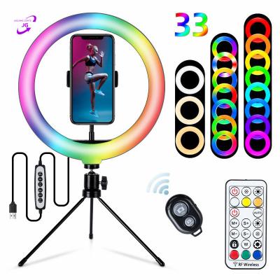 China Mini 10inch 26cm RGB Ring Light With Phone Clip Kit Camera Photography Video Selfie RGB led Ring Light For Mobile Phone for sale