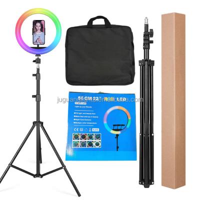 China PORTABLE Phone Fashion Led Circle Cheapest 18inch 22inch With Tripod Stand RGB Led Light Selfie Ring Fill Light for sale