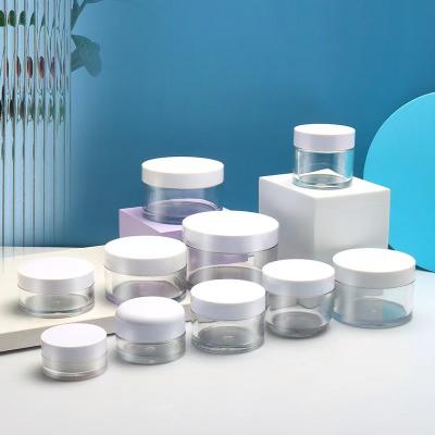 China Double Wall Plastic Cream Jars Cosmetic Packaging Transparent Cream Jar With Screw Cap for sale