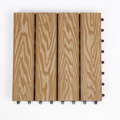 China Modern outdoor wood plastic composite panel wpc diy garden patio grain floor tiles for sale