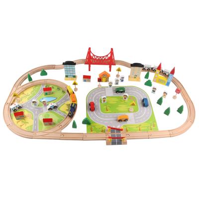 China 95PCS Train Track Set Toys Montessori Classic Wooden Educational Slot Promotion High Quality For Boys Girls Toys for sale