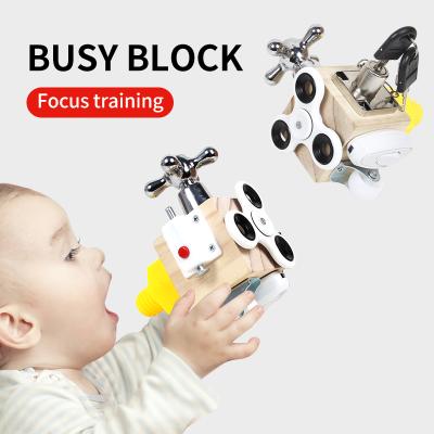 China Improving Living Skills Best Selling Products 2021 Multifunctional Wooden Toys Busy Board And Busy Block To Remove To Stir Educational Montessori Sensory Toys for sale