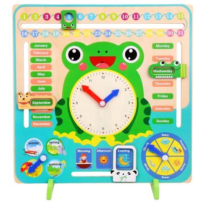 China Wooden Amazon Montessori Toy Baby Time Season Calendar Time Clock Bestselling Preschool Education Cognitive Teaching AIDS for sale