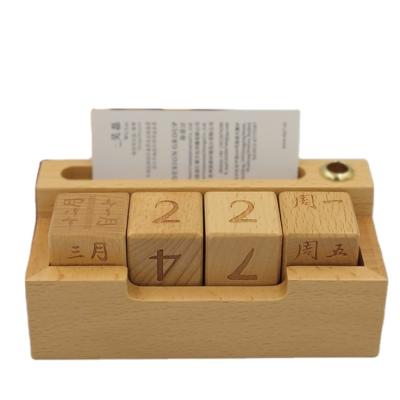 China 2020 New Design TOY 2020 DIY Solid Wooden Square Small Calendar Square Small Decoration Blocks Desk Toys Amazon for sale