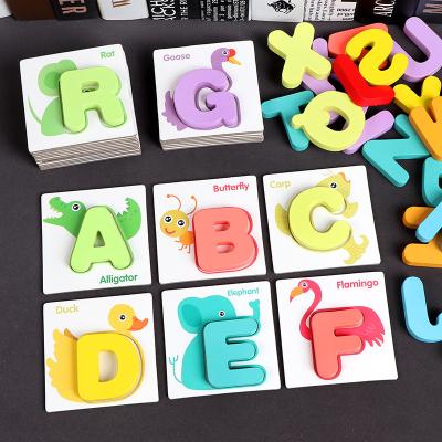 China Toy Wholesale Educational Wooden Toy English Alphabet Learning Card Jigsaw Puzzles Sell High Quality Montessori Early Education Toys For Kid for sale