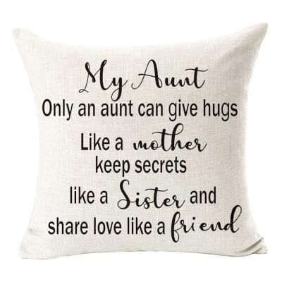 China Customizable Viable The Love Between An Aunt And A Niece Cotton Tile Cushion Cover Square Canvas Pillow Case 18 x 18 inches for sale