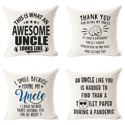 China Sustainable Customizable This Is What An Awesome Uncle Cotton Linen Throw Pillow Cover Cushion Cover Square Pillowcase 18 X 18 Inch for sale