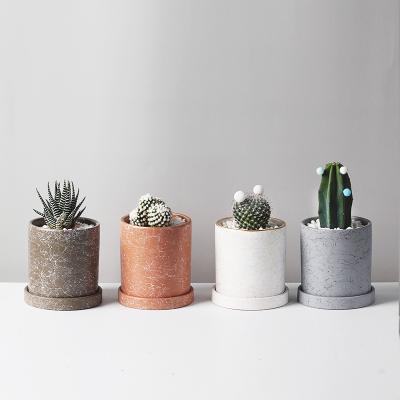 China Nordic Style Durable Material Flower Pots For Living Room Marble Finish Vese Stone Flower For Artificial Potted Flowers for sale