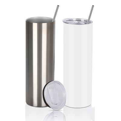 China Sustainable 20oz Stainless Steel Double Wall Vacuum Insulated Tumbler Sublimation Blanks Straight Skinny Water Cups With Lid And Straw for sale