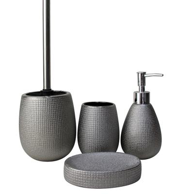 China Home Decor Amazon High Quality Hot Sale Bathroom Accessory Set Matt Silver Bathroom Set Of 4 for sale