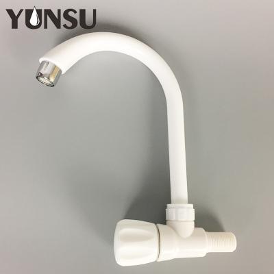 China New Design Kitchen Faucets Sense White Color Wall Mount Plastic Water Tap for sale