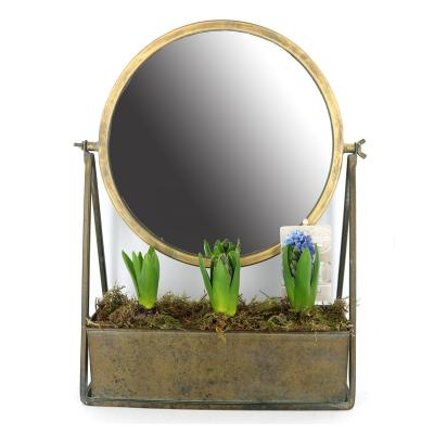 China Decorative Europe Zinc Planter Flower Potted Plant Pot Holder With Mirror for sale