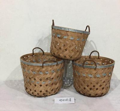 China Sustainable Environmentally Friendly Vintage Storage Basket Large Capacity Bamboo Flower Pot Baskets for sale