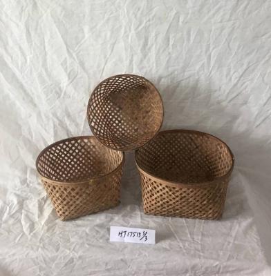 China Viable flower pot around woven bamboo basket for sale