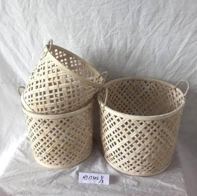 China Sustainable Bamboo Baskets Cheap Woven Bamboo Basket With Handle for sale