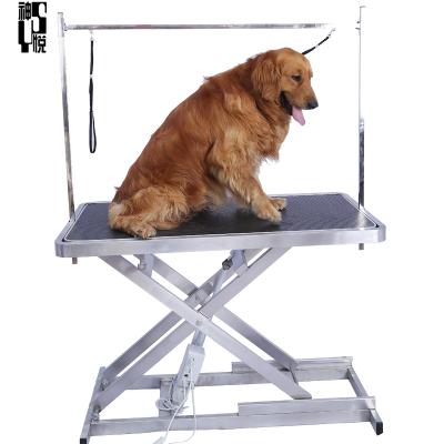 China Sustainable Large Size Stainless Steel Electric Lift Crossed Lights Hydraulic Led Electric Grooming Table for sale