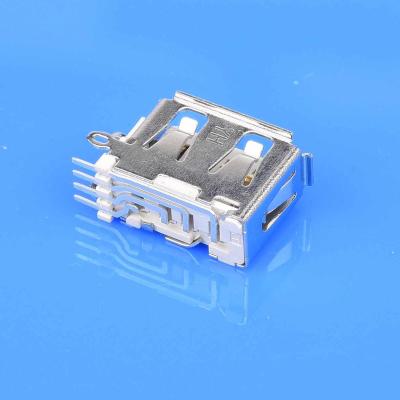 China DIP Side Insertion Short Type USB2.0 Connector Stainless Steel Shell for sale