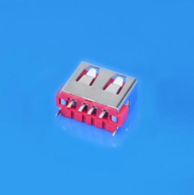 China Straight DIP Short Type Usb 2.0 Female Connector L10mm Red Housing for sale