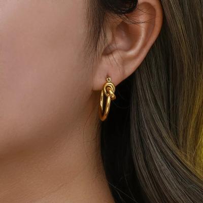 China Vintage Wholesale Custom Delicacy Minimalist Earrings Jewelry Shape 18k Gold Plated Circle Earrings Hypoallergenic Women for sale