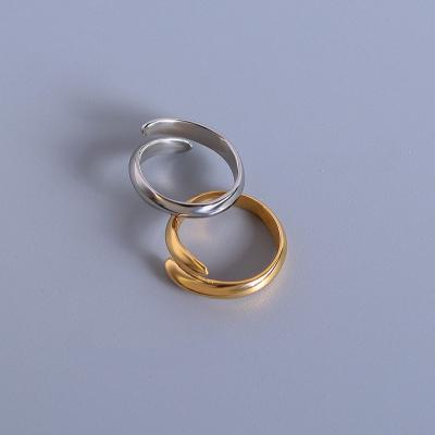 China Vintage New Ins Style 18k Gold Vacuum Plate High Quality Stainless Index Ring For Women for sale