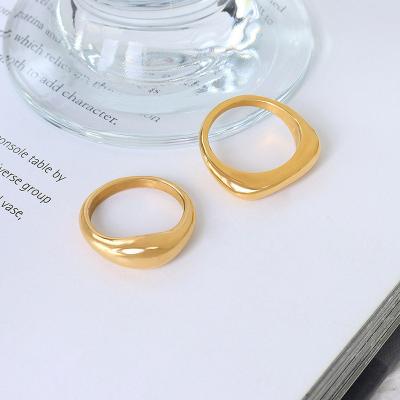 China Wholesale Gold Thick Chunky Rings For Women Girls Chunky Dome Ring Summer Jewelry Vintage Women's Stainless Steel Jewelry for sale