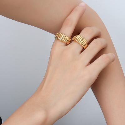 China Stainless Steel 18k Gold Ring Women Spot Wholesale European And American Design Fashion Vintage Sense for sale